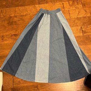 Anthropologie Denim Color Block MIDI Skirt